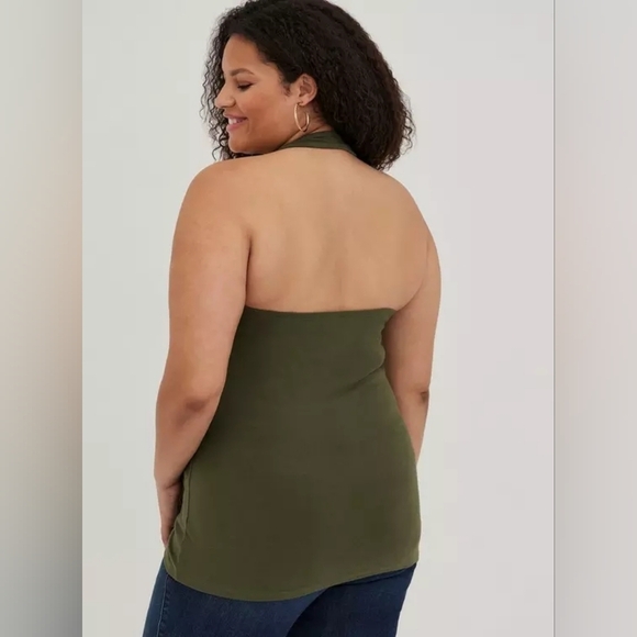 Torrid  Olive Foxy Halter Top 3x Green New NWT - Picture 3 of 9